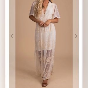 Cream Lace Maxi Dress